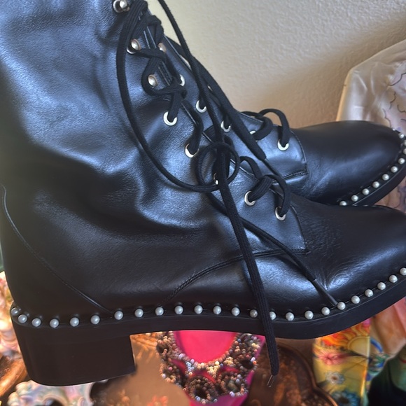 Black Studded Leather Boots 42. 11.5 US - Picture 10 of 16